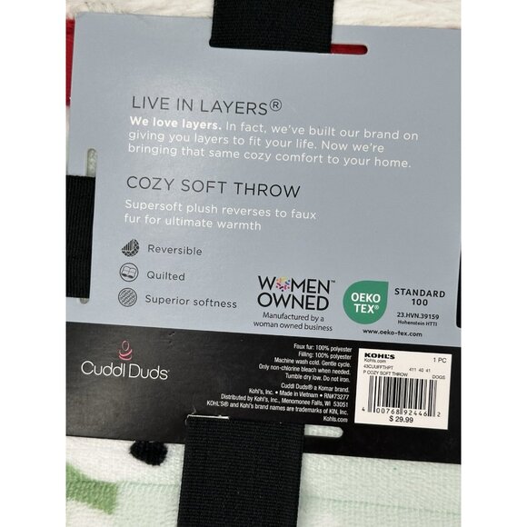 Cuddl Duds® Live In Layers Cozy Soft Throw Blanket Holiday Dogs Winter 50" x 60" - Picture 8 of 8